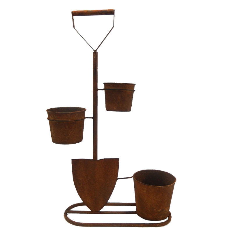 JARDINERA METÁLICA OXIDADA 54cm CON 3 BALDES