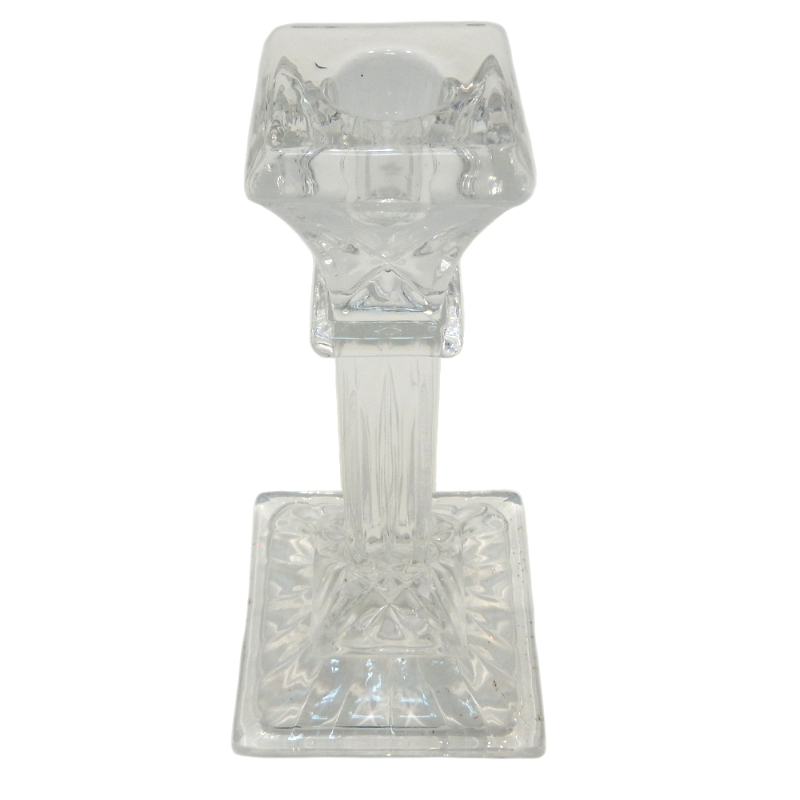 PORTA VELA CANDELABRO DE VIDRIO CUADRADO 9,5x20,3cm