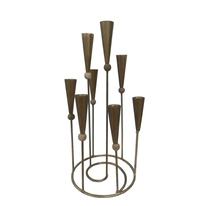 CANDELABRO DE METAL DORADO 8 BRAZOS 43CM