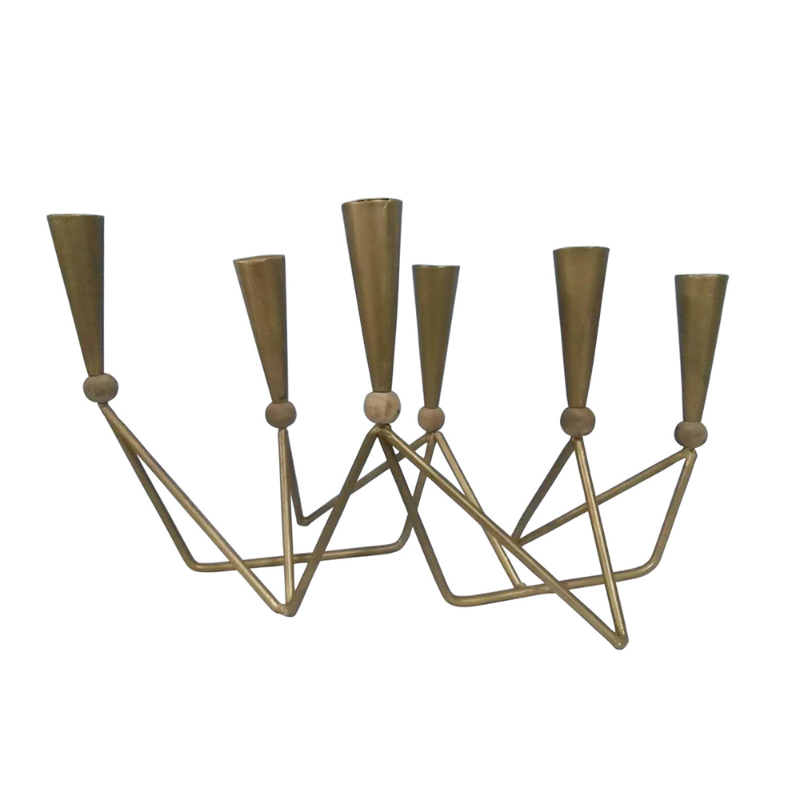 CANDELABRO DE METAL DORADO 6 BRAZOS 24CM