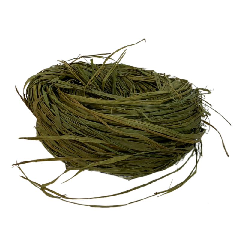 RAFFIA BLANQUEADA 100g VERDE OLIVO