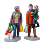 Figura Familia Comprando Regalos Navideños