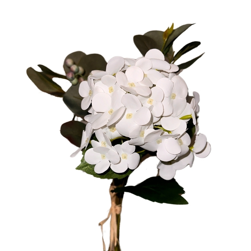 RAMO HORTENSIAS-EUCALIPTO 42cm BLANCO