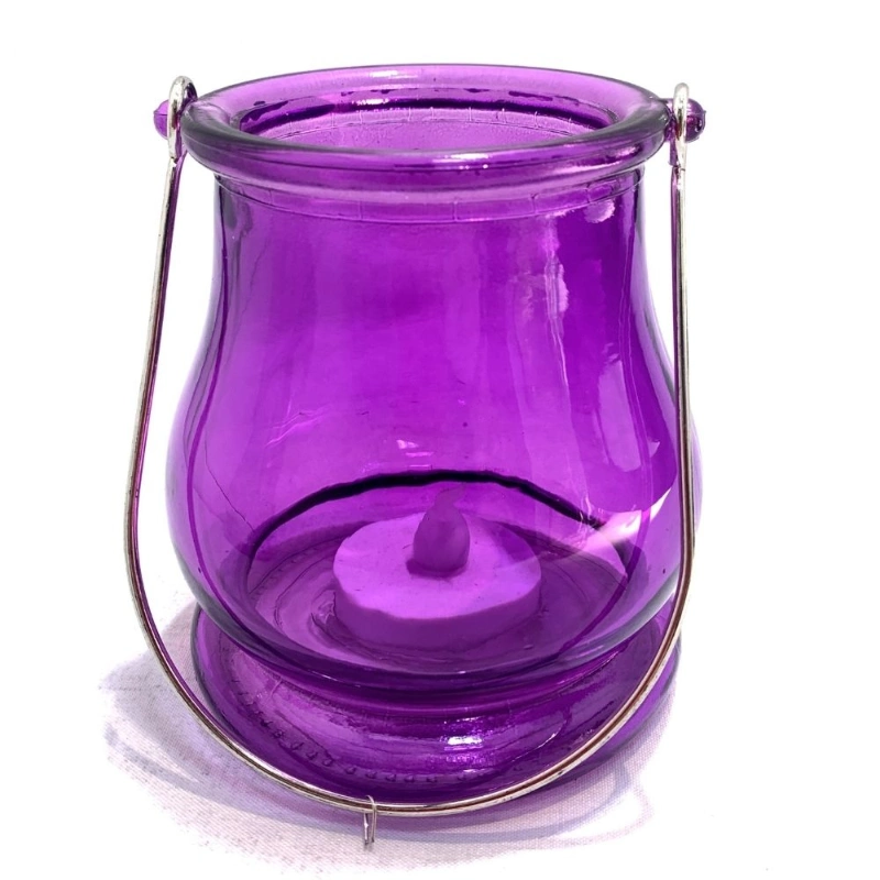 CANDELABRO MORADO CON TEALIGHT LED